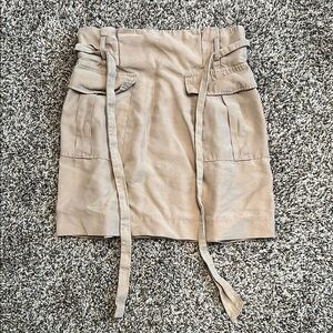 Beige Skirt with Tie Detail